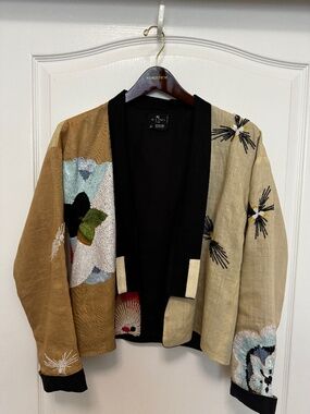 Etro Milano Embellished Linen Open Jacket